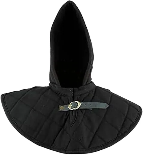 Vista 3 de Collar de armadura medieval de algodón grueso acolchado Coif medieval y collar protector de cuello Coif y coif