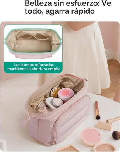 Vista 2 de BAGSMART Bolsa de Maquillaje, Esponjosa, Negro, Bolsa de maquillaje