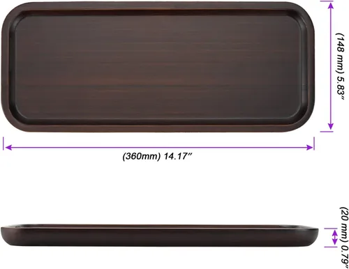 Vista 2 de JOIKIT Bandeja rectangular de madera de nogal de 14 x 5.9 pulgadas, bandeja de baño de madera maciza decorativa para galletas, pan, queso, café, té