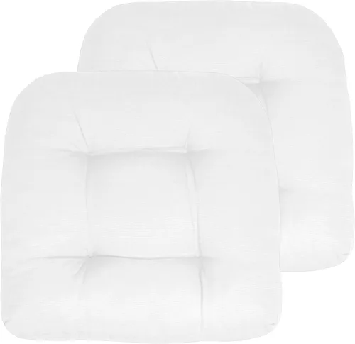 Vista 42 de Sweet Home Collection - Cojines para silla de patio y exterior, almohadillas prémium con relleno grueso y cómodo de fibra, mechones, 19 x 19 Negro