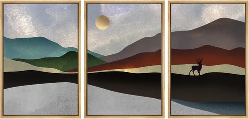 Vista 107 de NWT Lienzo enmarcado para pared, juego de arte en acuarela pastel, bosque de montaña oscura, naturaleza silvestre, ilustraciones de arte moderno