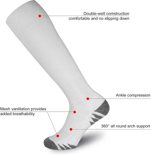Vista 2 de Soccer Socks Football Socks Adult Youth Kids Knee High Cushioned Athletic Tube Socks for Men Women