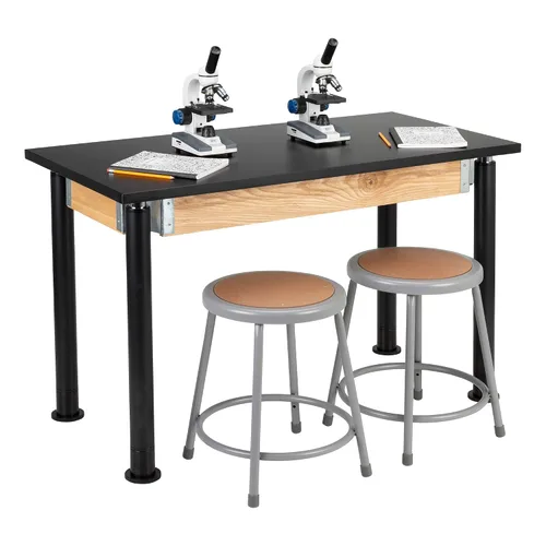 Vista 2 de Learniture Mesa de laboratorio escolar de ciencia resistente con parte superior resistente a productos químicos, mesa de ciencia de altura ajustable