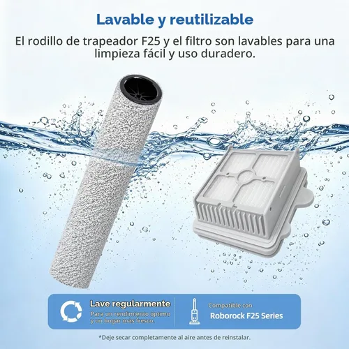 Vista 5 de Cepillo de rodillo F25 GT compatible con Roborock F25 Ultra, F25 XT