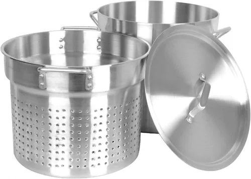 Vista 3 de TrueCraftware - Juego de 3 piezas de cocina de aluminio para pasta, de 12 cuartos de galón, olla multiusos para pasta con tapa de colador