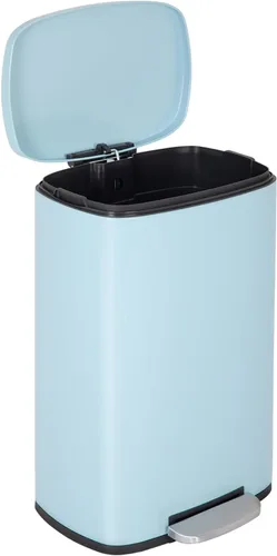 Vista 15 de Basurero de cocina con tapa para oficina, dormitorio, baño, cubo de basura con pedal a prueba de huellas dactilares, contenedor de basura de acero