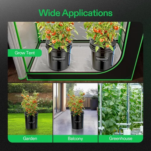 Vista 8 de VIVOSUN DWC Sistema de cultivo hidropónico con kit de goteo superior, cultivo de agua profunda de 5 galones, sistema de jardín de goteo recirculante