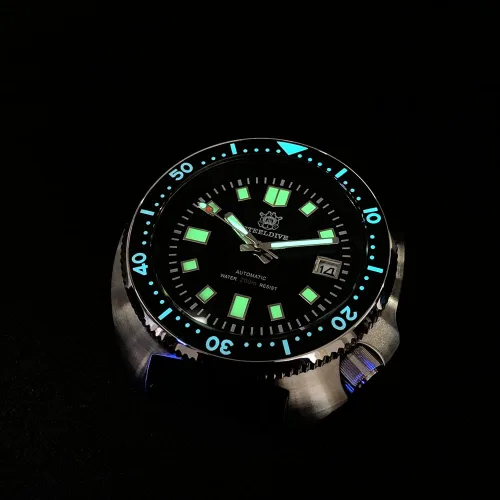 Vista 2 de STEELDIVE - Reloj automático para hombre reloj automático para hombre resistente al agua 6562ft C3 cronógrafo bisel de cerámica zafiro espejo NH35
