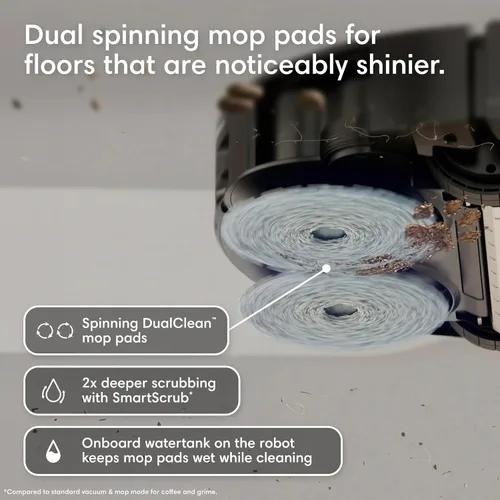 Vista 4 de iRobot Roomba Plus 575 Robot Aspirador y Trapeador Combo, Succión de 25,000 Pa, PrecisionVision AI Obstáculo Evitación de Obstáculos, Vacío de 90