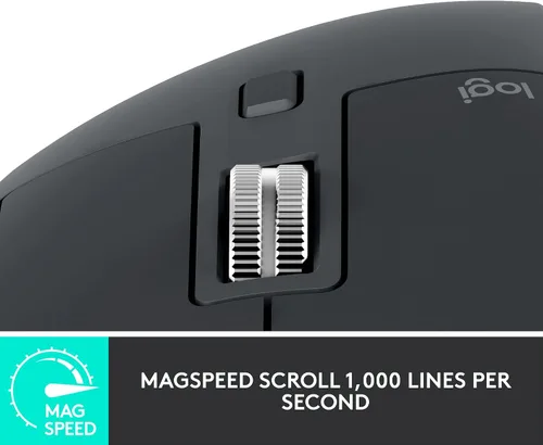 Vista 5 de Logitech MX Master 3S para negocios, mouse inalámbrico con clics silenciosos, 8K DPI, receptor USB con pernos Logi seguros, Bluetooth, carga USB-C