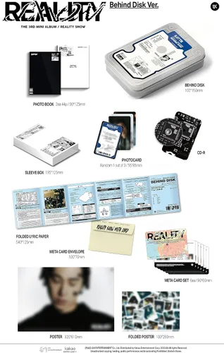 Vista 2 de U-KNOW Yunho Reality Show 3er mini álbum detrás del disco versión limitada CD+1p póster plegado en paquete+44p PhotoBook A+44p PhotoBook B+1p
