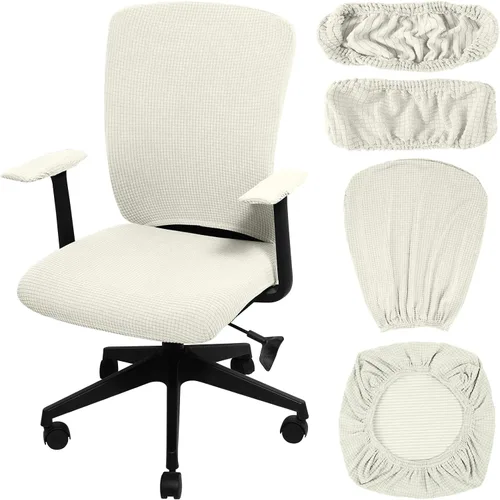 Vista 13 de Tallew Juego de 4 fundas protectoras universales para sillas de oficina, fundas de asiento elásticas para sillas de oficina, fundas para Negro