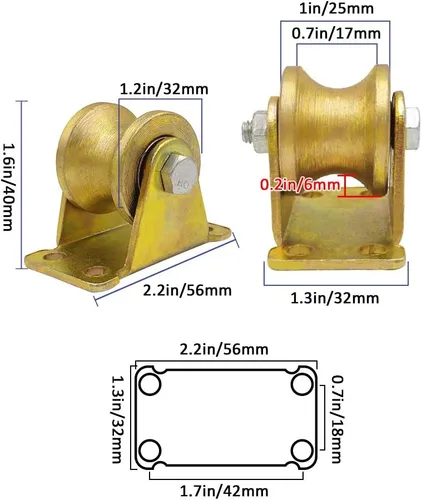 Vista 2 de Rueda de riel U-Groove, rueda rígida resistente, carga máxima de una sola rueda de 2,204.6 lbs, para pista invertida, puerta rodante, puertas