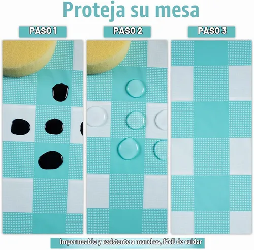 Vista 3 de Kesfey Paquete de 3 manteles a cuadros, color aqua y blanco, 54x108 pulgadas, desechables, de plástico, impermeables, rectangulares, para mesa