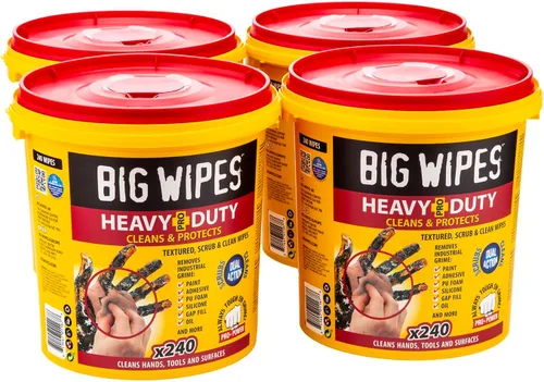 Vista 20 de BIG WIPES Recipiente multisuperficie resistente, paños de limpieza súper absorbentes para manos, superficies y herramientas, recipiente de 80
