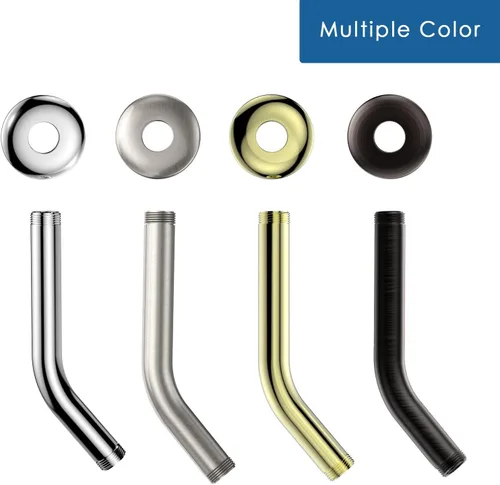 Vista 5 de HOPOPRO Brazo de ducha de 6 pulgadas con brida, brazo de cabezal de ducha angular de repuesto para montaje en pared para cabezal de ducha de mano Oro