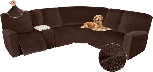 Vista 668 de Arfntevss Fundas de sofá seccional reclinable de terciopelo, Funda de sofá seccional de esquina para sofá reclinable, Funda elástica suave