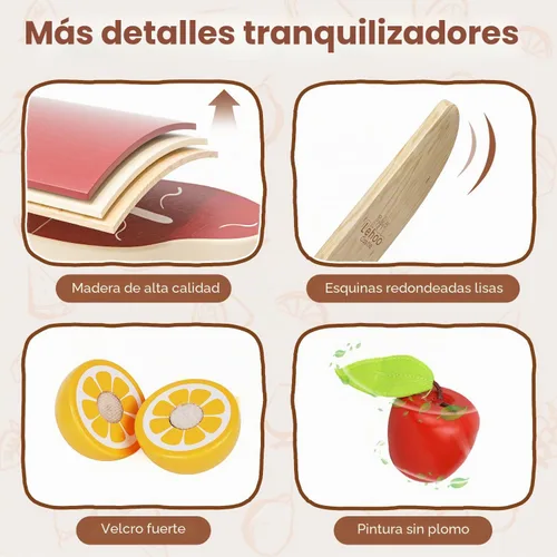 Vista 4 de Lehoo Castle Juego de comida de madera para niños pequeños, accesorios