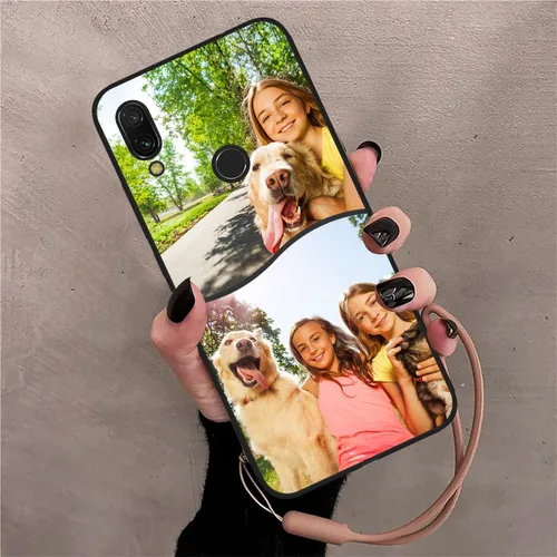 Vista 7 de Funda personalizada para teléfono Redmi Note 7 de 6.3 pulgadas, funda personalizada con múltiples imágenes, funda suave con nombre, regalo de Negro