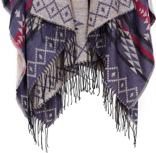 Vista 84 de Chales cálidos para mujer, cárdigan con frente abierto, estilo vintage, poncho