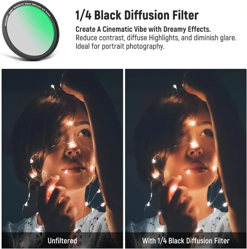 Vista 3 de NEEWER - Juego de filtros magnéticos para teléfono de 2.047 in, anillo adaptador + estrella de 4 puntos + CPL + filtro de difusión negro de 1/4