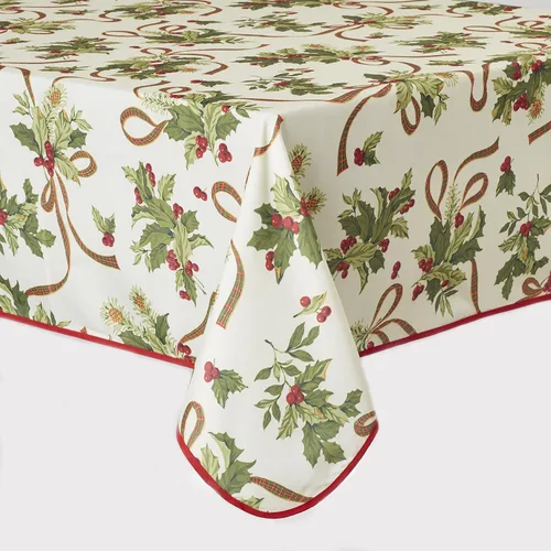 Vista 4 de Violet Linen Mantel de Navidad de temporada europea, color beige, 60 pulgadas, redondo