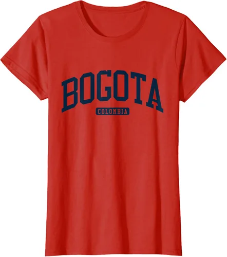 Vista 72 de Bogotá Colombia College University Style Camiseta azul marino, Blanco