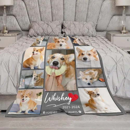 Vista 6 de Artsadd Manta conmemorativa personalizada para perros con fotos y nombre, regalos conmemorativos personalizados para la pérdida de perros y gatos