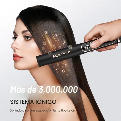 Vista 3 de MiroPure Alisadora de Cabello, Alisadora de Cabello con Placas de Titanio de 1 Pulgada con Calentamiento de 15S, Plancha de Cabello Profesional