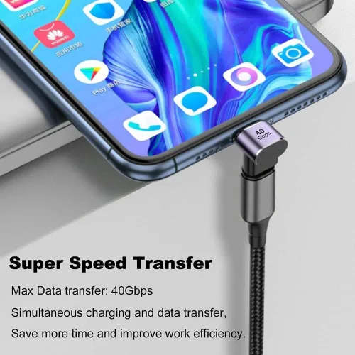 Vista 3 de Adaptador de ángulo USB C de 40 Gbps 2 unidades USB C tipo C de 90 grados en ángulo USB-C macho a hembra adaptador de 8 K a 60 Hz USB en ángulo