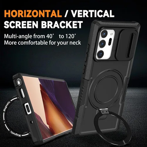 Vista 3 de Funda magnética para Samsung Galaxy Note 20 Ultra con soporte de anillo [con protector de pantalla] [Compatible con carga inalámbrica MagSafe] Funda