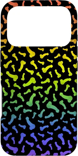Vista 30 de Funda negra con diseño de pene o polla arcoíris para iPhone 17