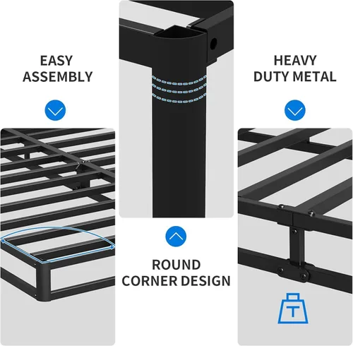 Vista 6 de UOMEUR Somier individual de 2 pulgadas para cama individual, soporte de metal resistente de 2000 libras con funda de tela fácil de limpiar