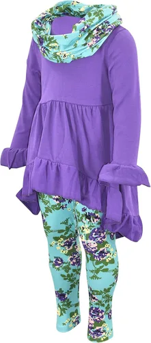 Vista 2 de Unique Baby - Juego de leggings florales, 3 piezas, para niñas