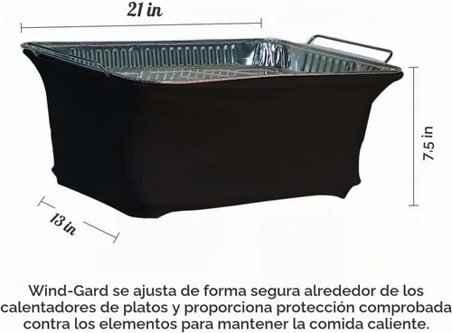 Vista 5 de The Original Patented' - Protector contra el viento para bufés, catering, cubierta para calentador de alimentos, poliéster ignífugo, lavable Negro