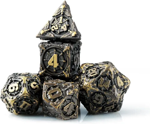Vista 12 de Surpass DND - Juego de dados de metal, 7 piezas, para juegos de rol, dados poliédricos, regalos de mazmorras y dragones (turquesa antigua)