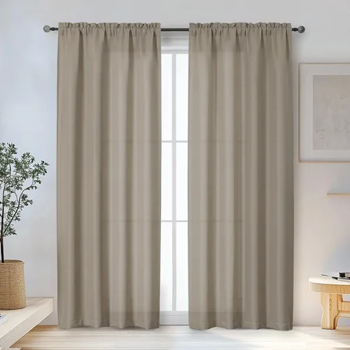 Vista 80 de OWENIE Bob Juego de 2 Paneles de Cortinas Negras de Cocina para Ventanas de 36 Pulgadas de Largo, Cortinas Cortas de Café con Textura de Lino