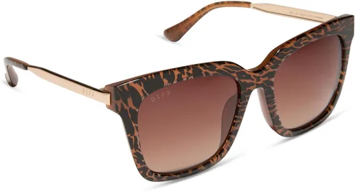 Vista 7 de DIFF Bella - Lentes de sol cuadrados para mujer, protección UV400, diseño de gran tamaño, a la moda, incluye estuche de viaje