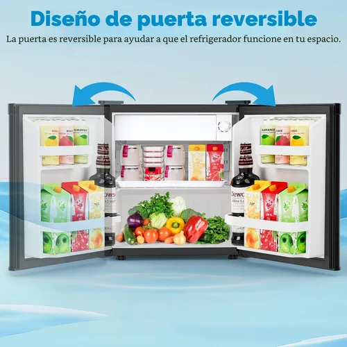 Vista 4 de Electactic - Mini refrigerador de 1.6 pies cúbicos, refrigerador compacto de una sola puerta reversible, termostato ajustable, ultra silencioso Negro