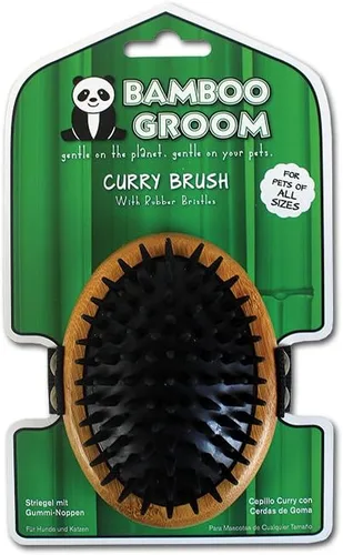 Vista 4 de Bamboo Groom Cepillo de curry con cerdas de goma para mascotas