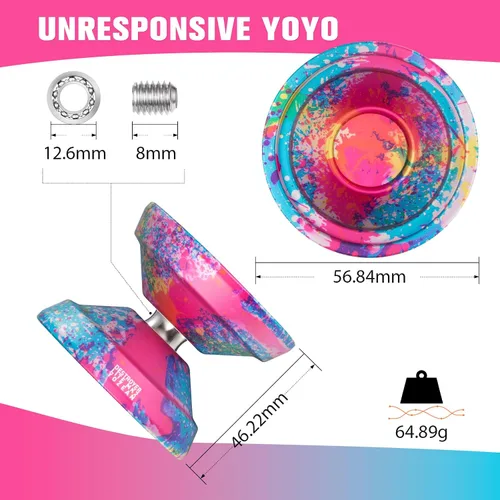 Vista 4 de MK2 Yoyo profesional sin respuesta para niños de 8 a 12 años y principiantes - Yoyo de aluminio 7071 de metal para adultos, avanzado, jugadores