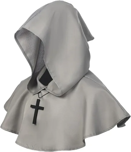 Vista 18 de BLESSUME Collar de cruz medieval con capucha pagana Wicca, accesorio para cosplay