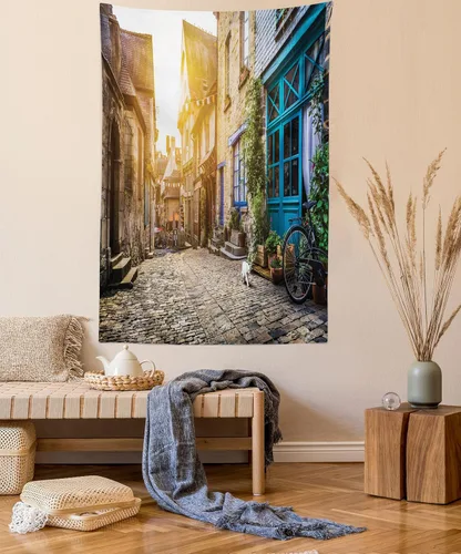 Vista 39 de Lunarable Tapiz mexicano, tema de cultura latinoamericana, sombrero de paja, manta de serape de Maracas, decoración de tela para colgar en la pared