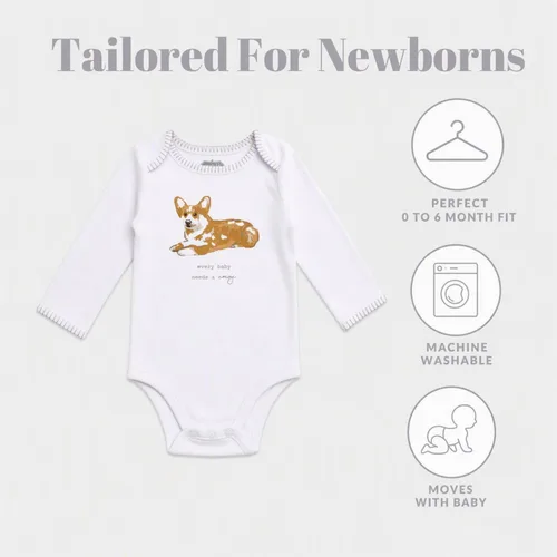 Vista 6 de Mud Pie Babero y oruga con estampado de perro Bulldog, Corgi