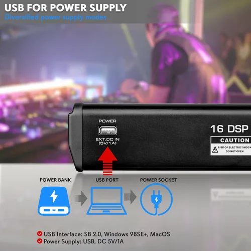 Vista 3 de Mezclador de audio Bluetooth profesional Pyle DJ - Mezclador de sonido con controlador DJ de 6 canales con DSP, 16 efectos preestablecidos, interfaz
