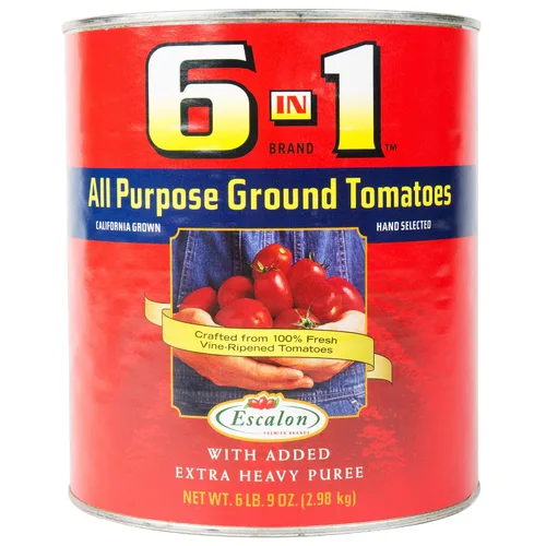 Vista 3 de Tomates molidos multiusos 6 en 1, lata No. 10, (6 libras 9 onzas)