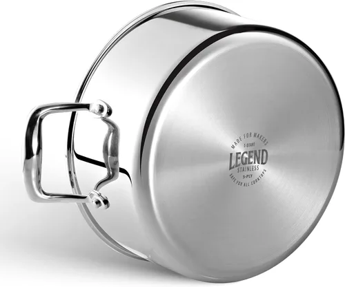 Vista 8 de LEGEND COOKWARE Horno holandés de 5 capas de acero inoxidable de 5 cuartos de galón con tapa, compatible con inducción, apto para horno a 800 °F,