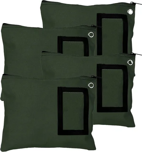 Vista 5 de BankSupplies Bolsas de lona con cremallera de 12 pulgadas de ancho x 9 pulgadas de alto, juego de 4 bolsas de almacenamiento grandes con ojales