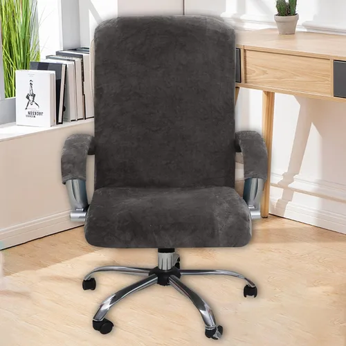 Vista 6 de Funda de terciopelo para silla de oficina con fundas para brazos, fundas elásticas para sillas de escritorio de computadora, fundas universales