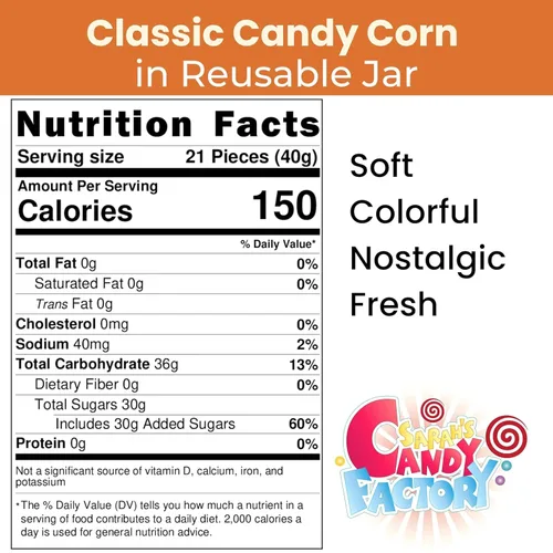 Vista 2 de Sarahs Candy Factory Candy Corn en Frasco, 3 Libras